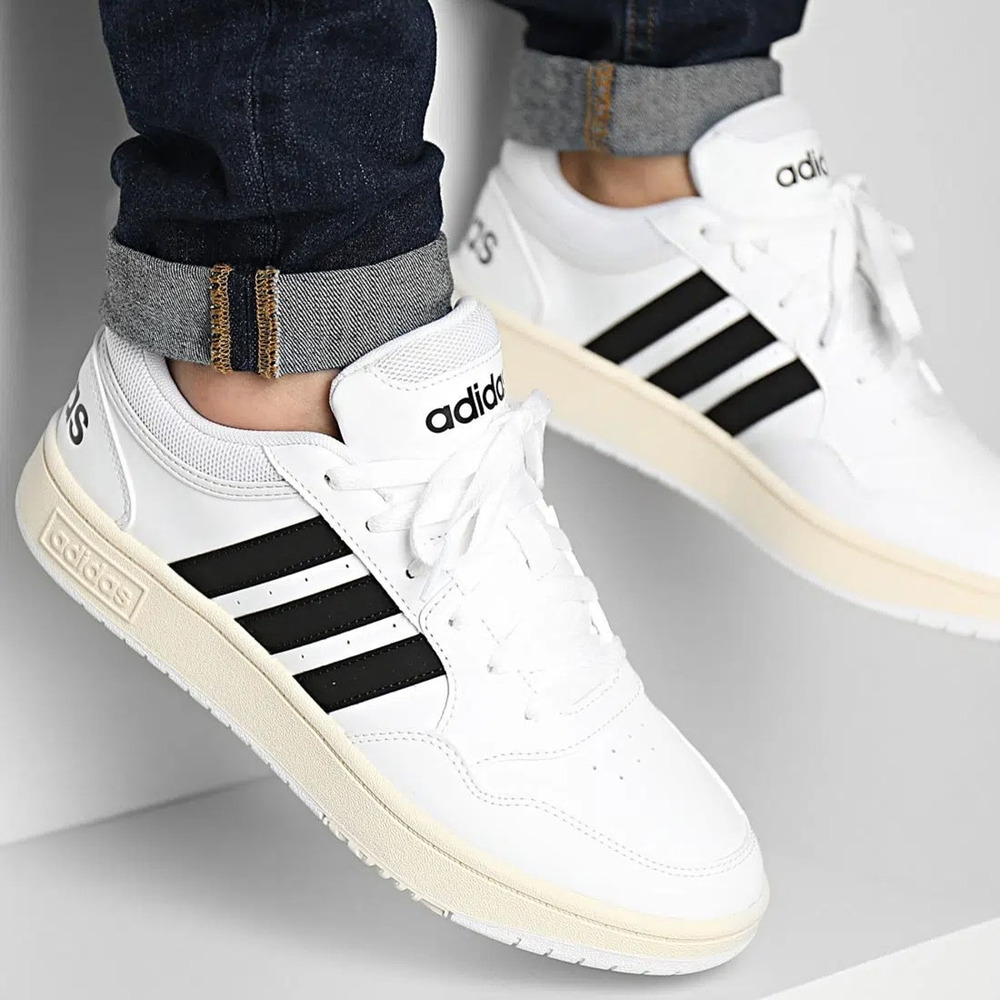 Adidas Men's Hoops 3.0 Sneakers Cloud White Core Black Chalk White GY5434 Size 9